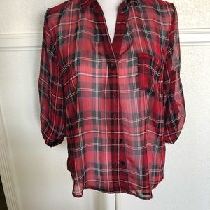 Sheer plaid blouse
